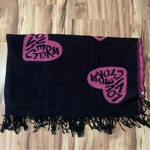 Victoria's Secret Reversible Black and Pink Heart Throw Blanket